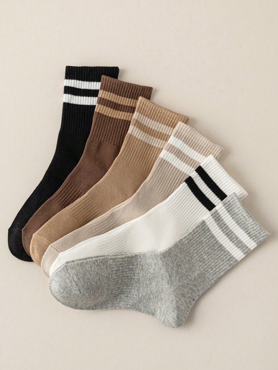 Unisex Striped Crew Socks – Pack of 5 Pairs