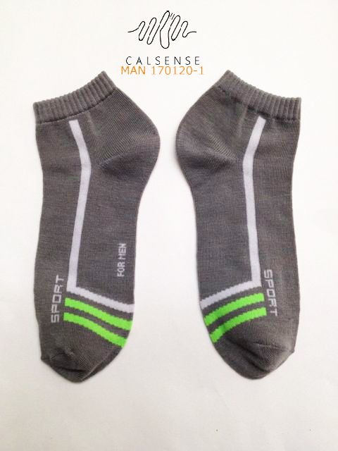 Men's Sports Ankle Socks with Green Stripes – 1 Pair